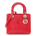 Alligator Medium Lady Dior Red