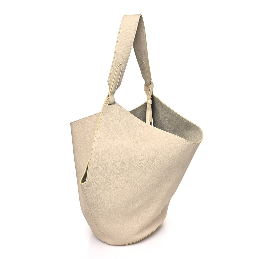Pebbled Sport Calfskin Medium Lotus Tote Ivory