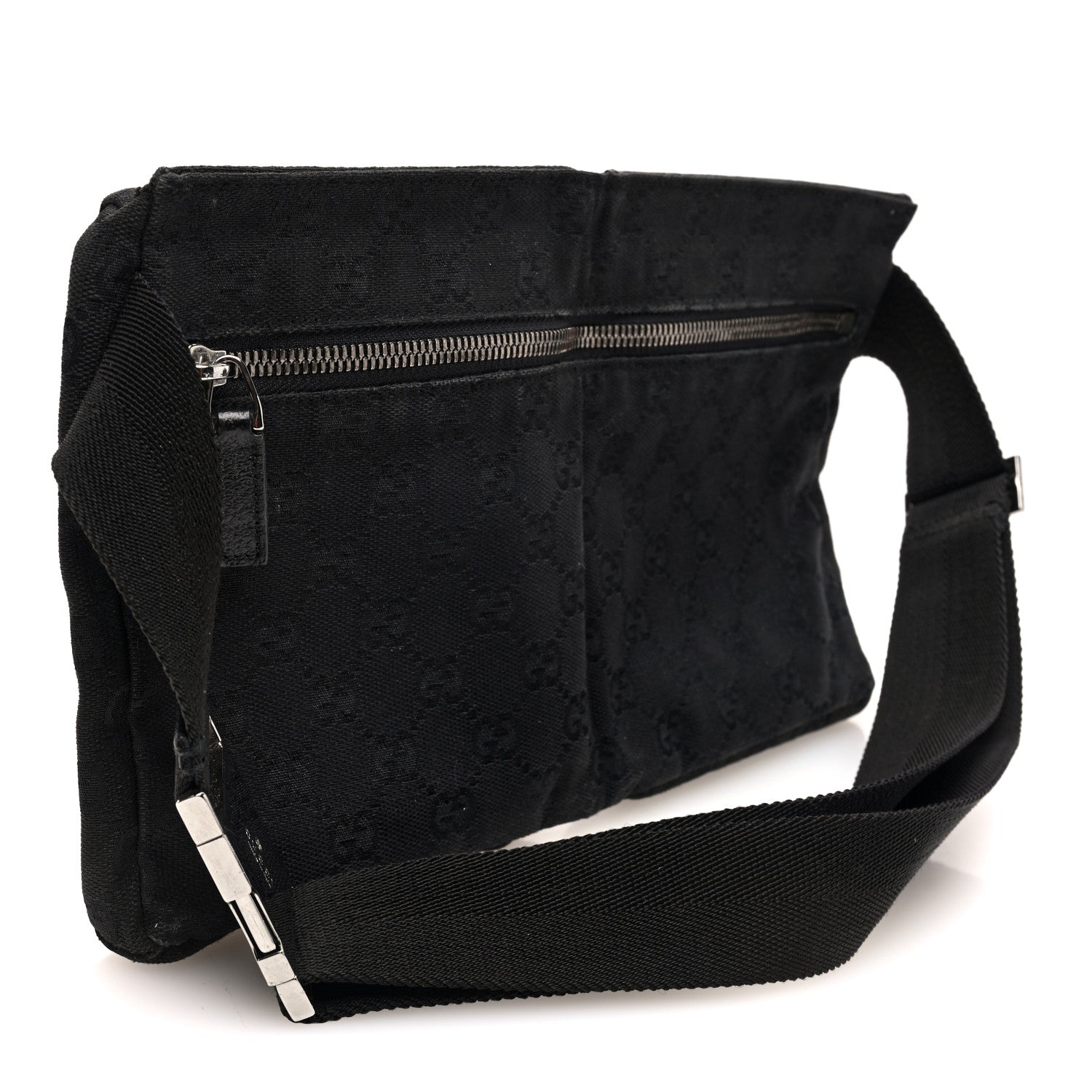 GG Monogram Double Pocket Belt Bag Black