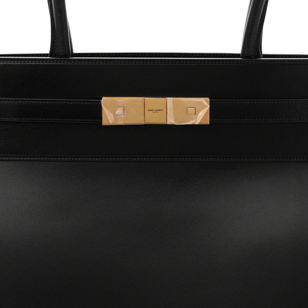 Smooth Calfskin Manhattan North South Shopper Tote Black