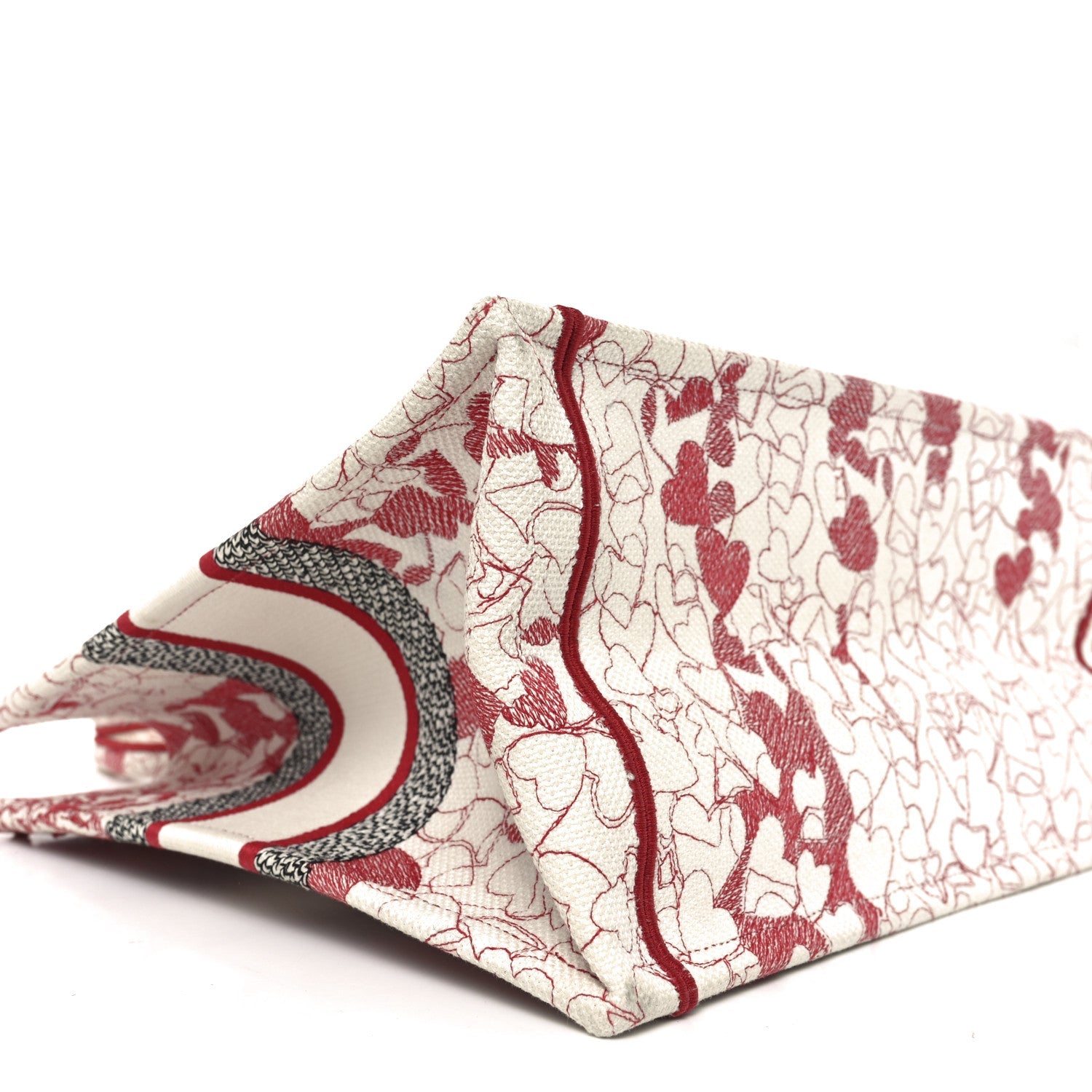 Canvas Embroidered Medium Dioramour D-Royaume Book Tote Red Multicolor