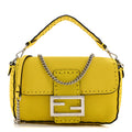 Cuoio Roma Sellerissima Nappa Sintetica Tape Stitch Mini Baguette Acid Yellow