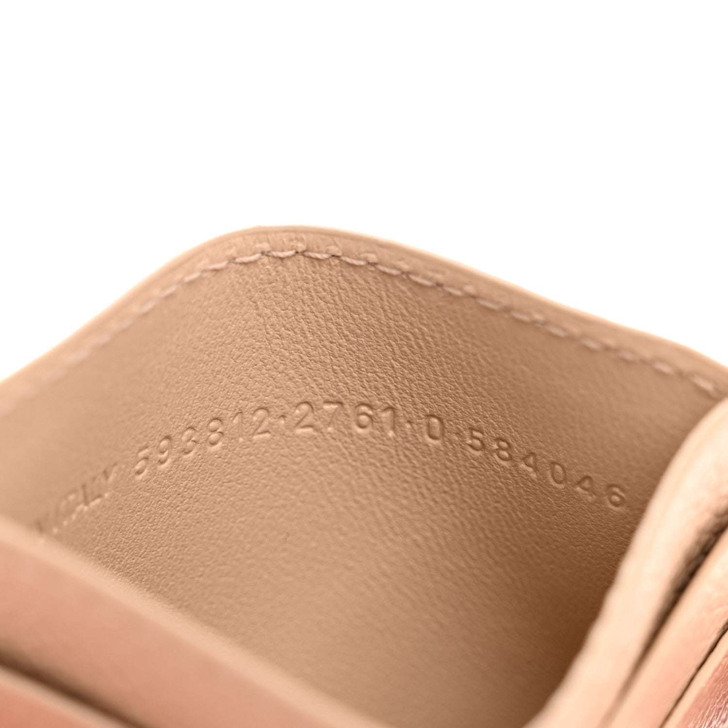 Grained Calfskin Logo Cash Rounded  Holder Beige