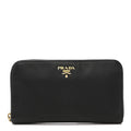 Saffiano Metal Zip Around Wallet Black