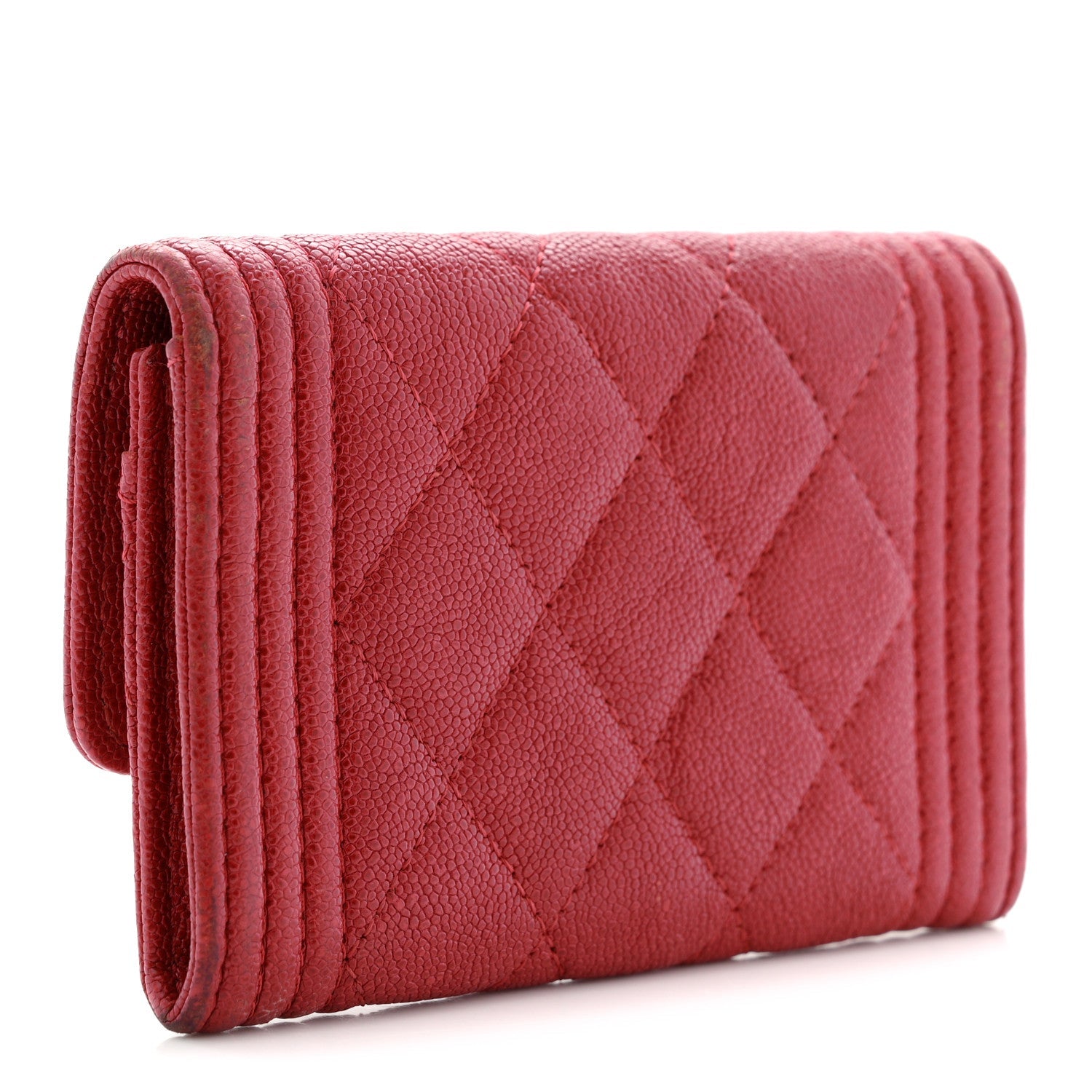 Caviar Quilted Boy Flap  Holder Wallet Red