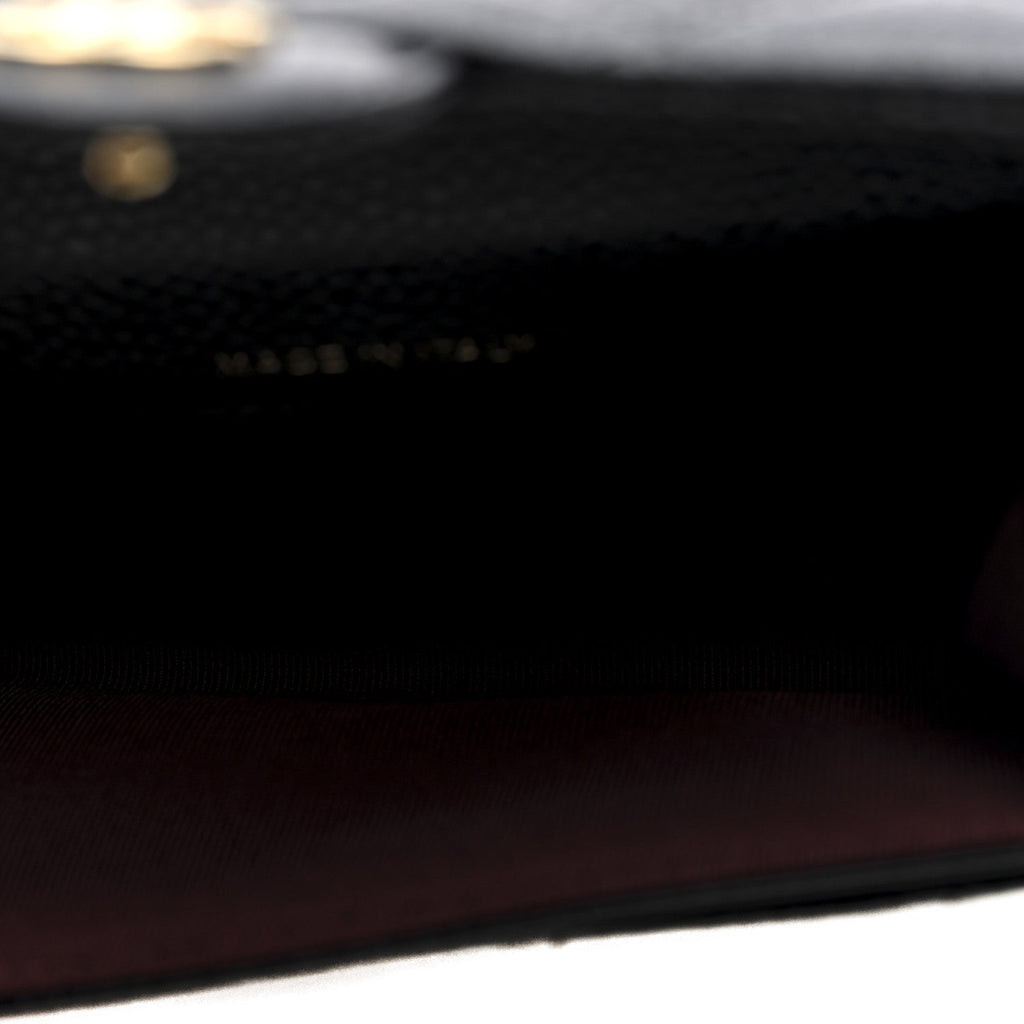 Caviar Quilted Flap  Holder Wallet Black