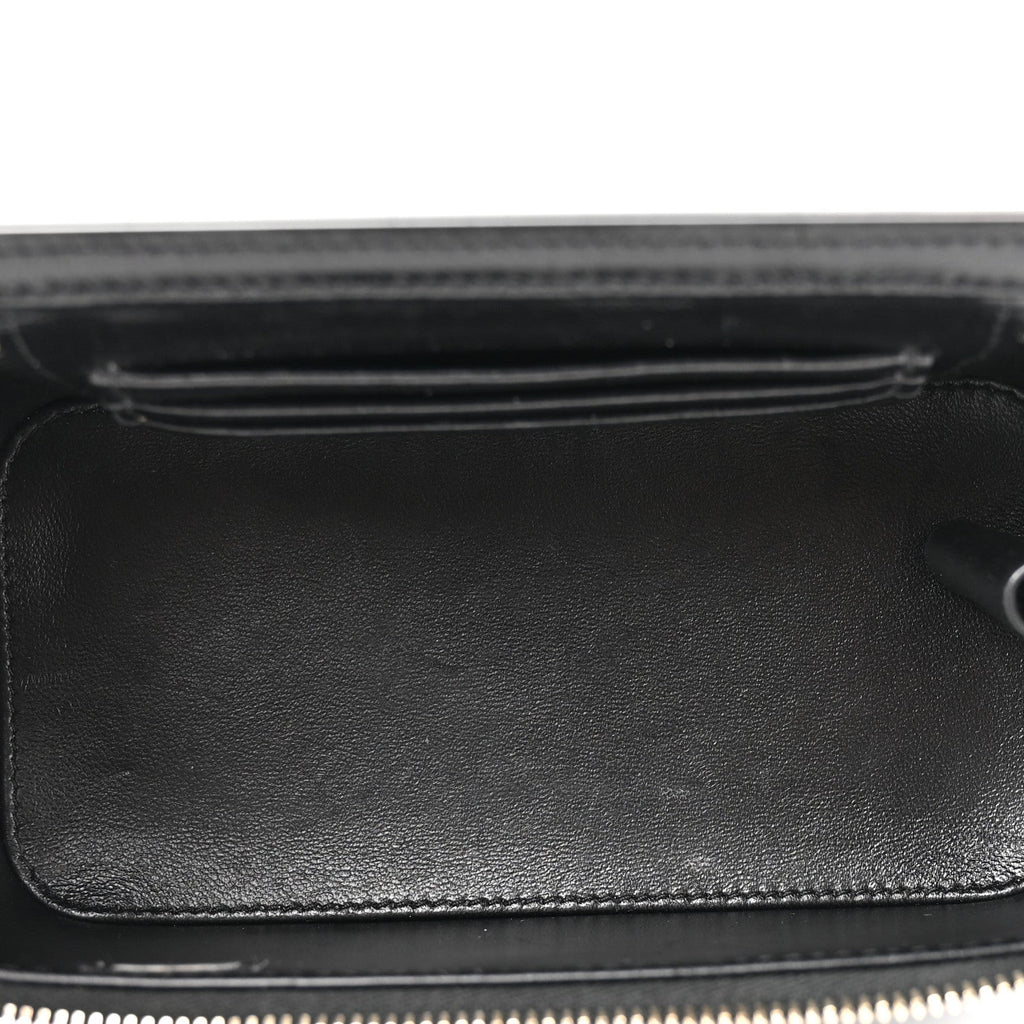 Lambskin Quilted Small Top Handle Vanity Case With Chain Black