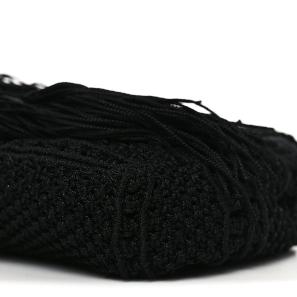 Calfskin Crochet Baby Monogram Chain Satchel Black
