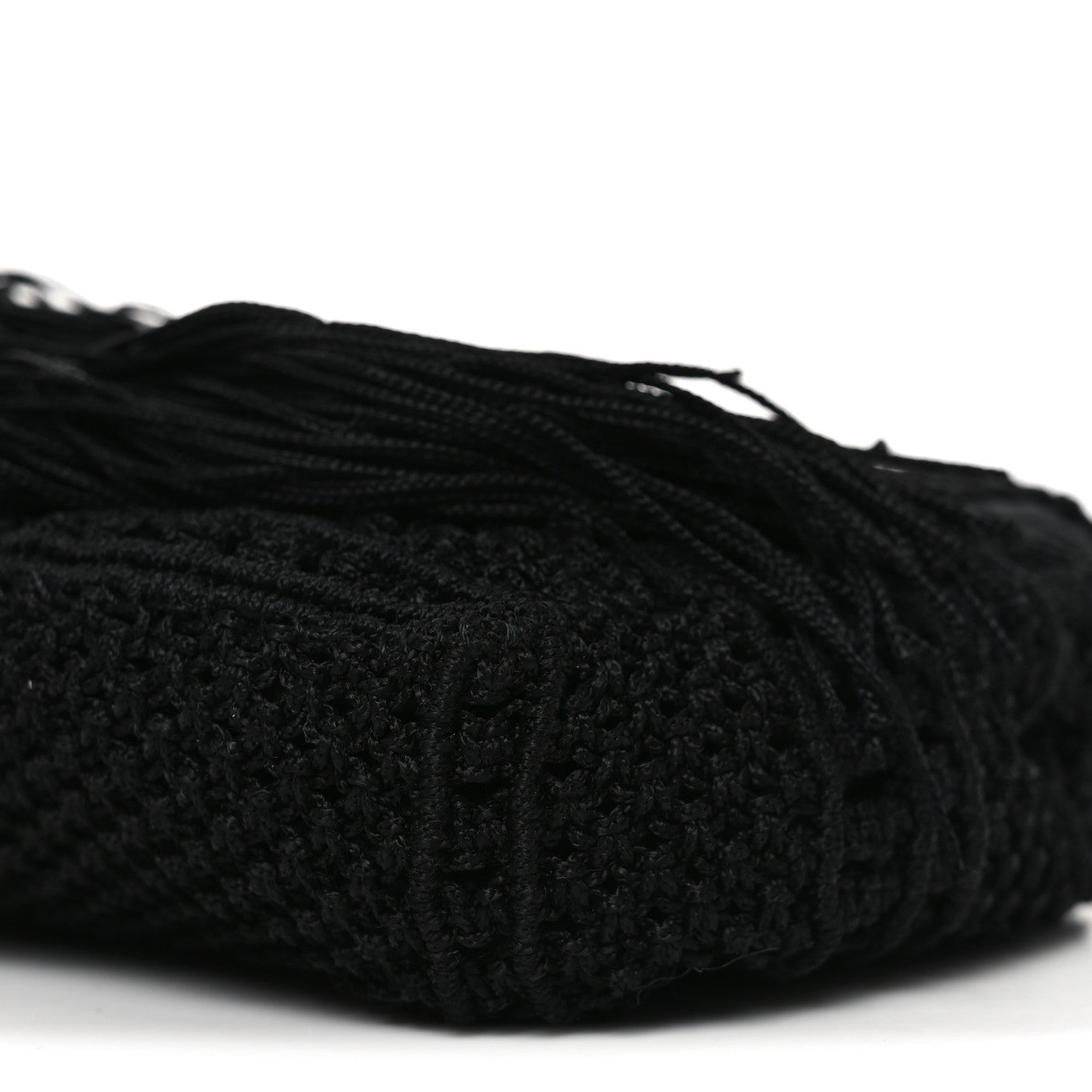 Calfskin Crochet Baby Monogram Chain Satchel Black