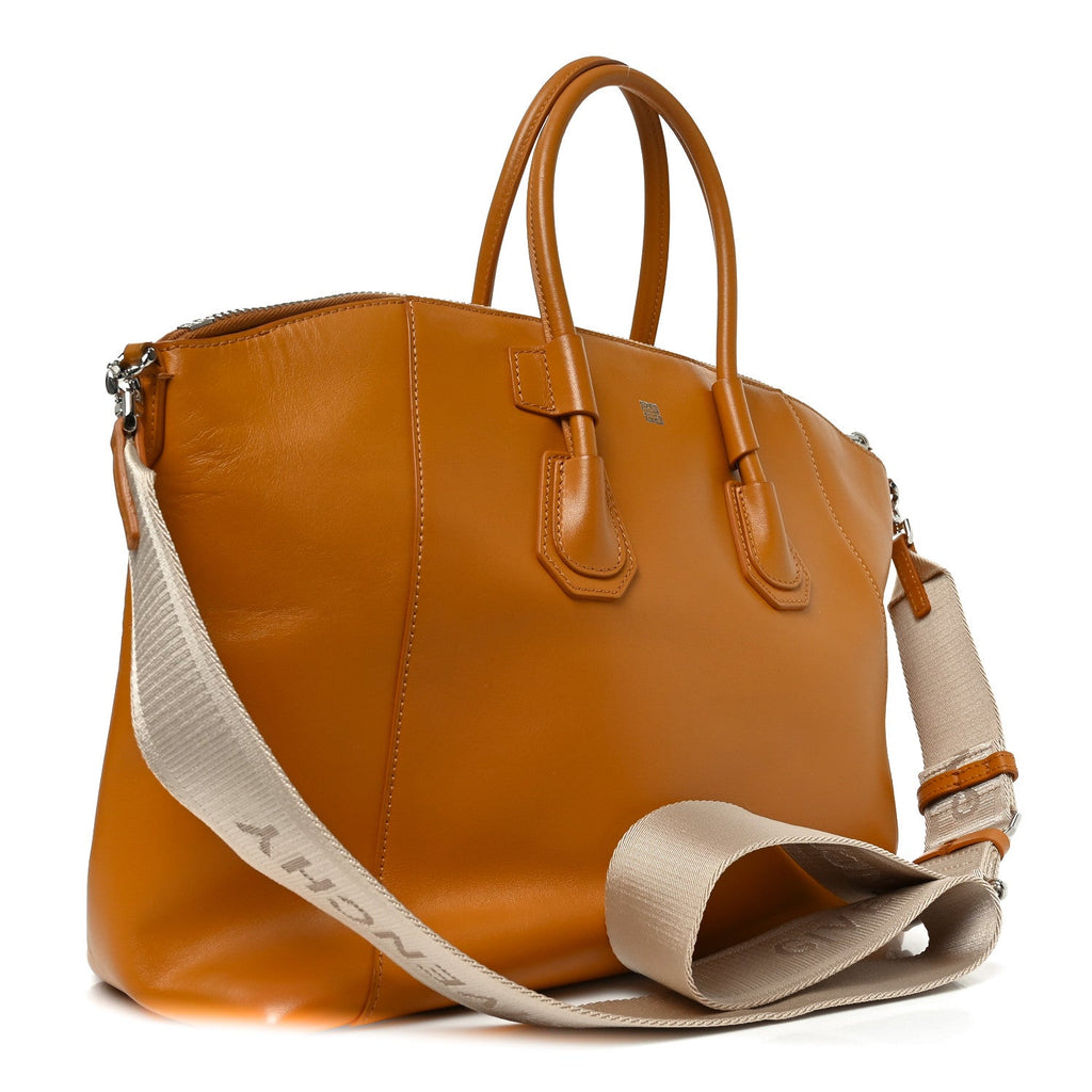 Box Calfskin Antigona Sport Top Handle Bag Pumpkin