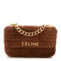 Suede Matelasse Quilted Chain Shoulder Bag Brown