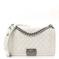 Caviar Quilted Medium Boy Flap White