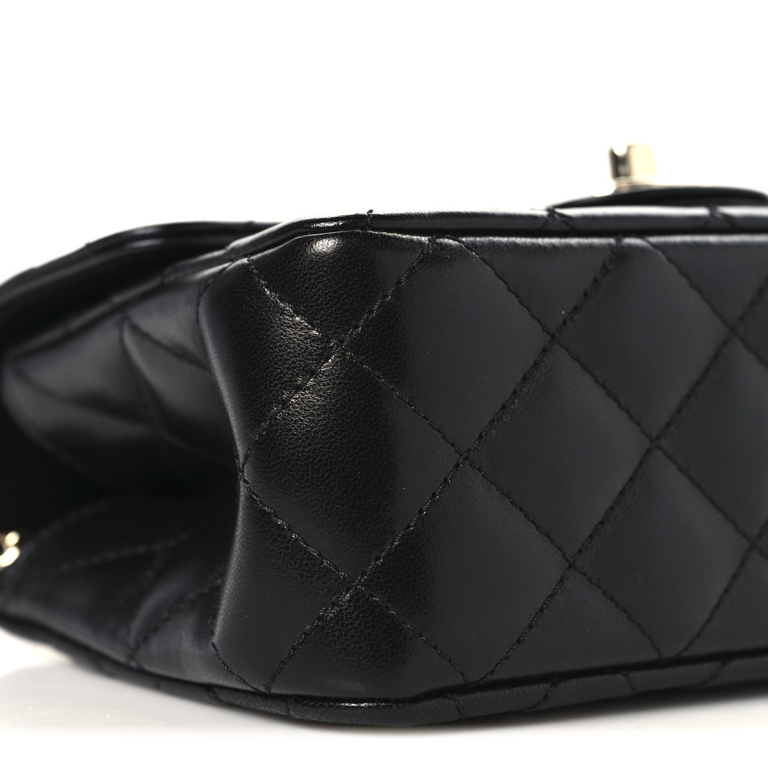 Lambskin Quilted Mini Crystal Top Handle Rectangular Flap Black