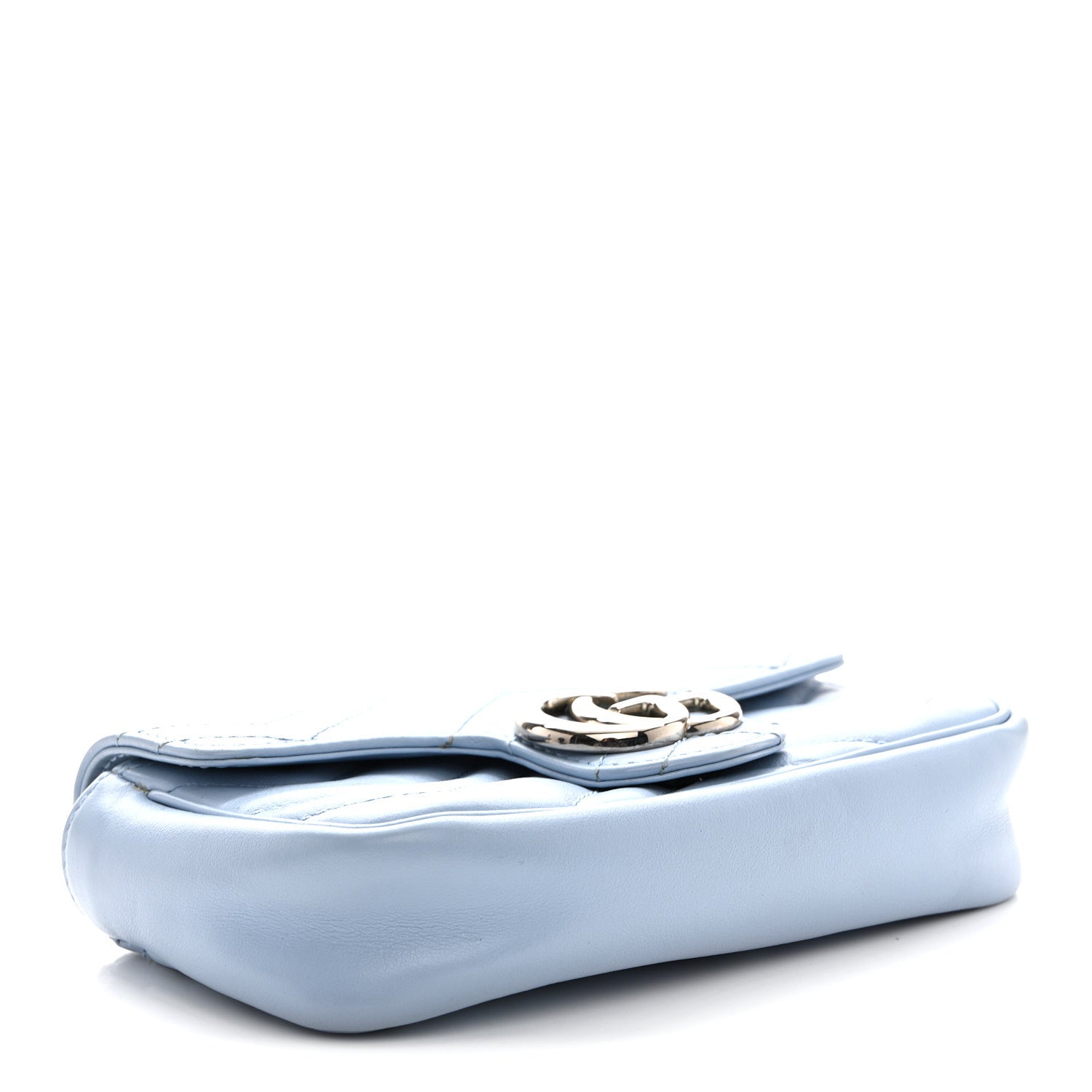 Calfskin Matelasse Super Mini GG Marmont Shoulder Bag Porcelain Light Blue