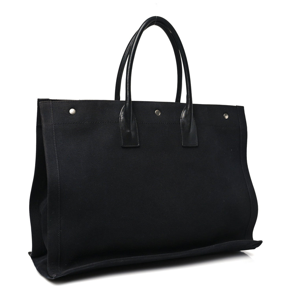 Linen Calfskin Rive Gauche Tote Black