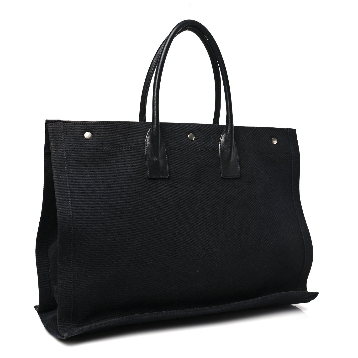 Linen Calfskin Rive Gauche Tote Black