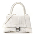 Denim Patchwork Small Hourglass Top Handle Bag Optic White