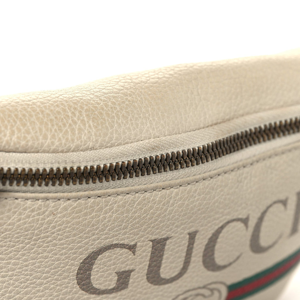 Grained Calfskin Small Logo Belt Bag White