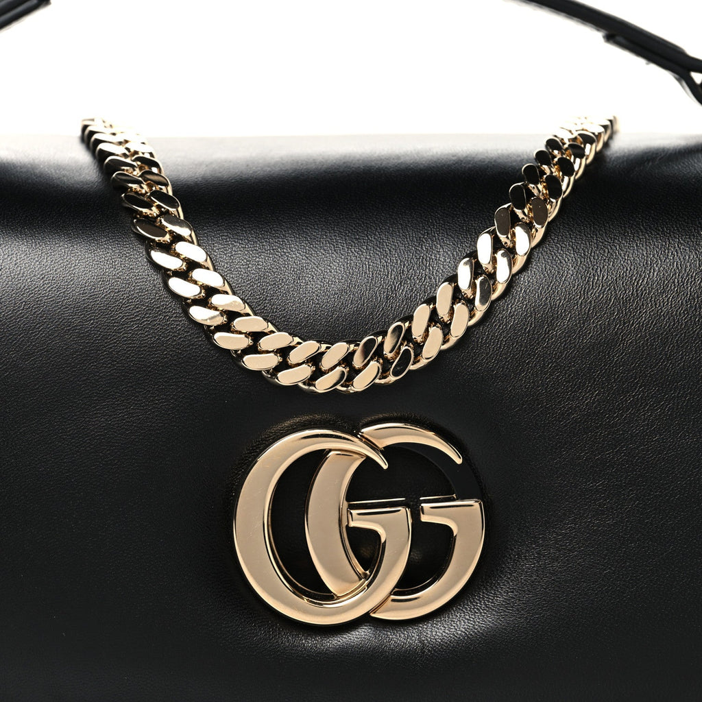 Lambskin Small GG Milano Top Handle Shoulder Bag Black