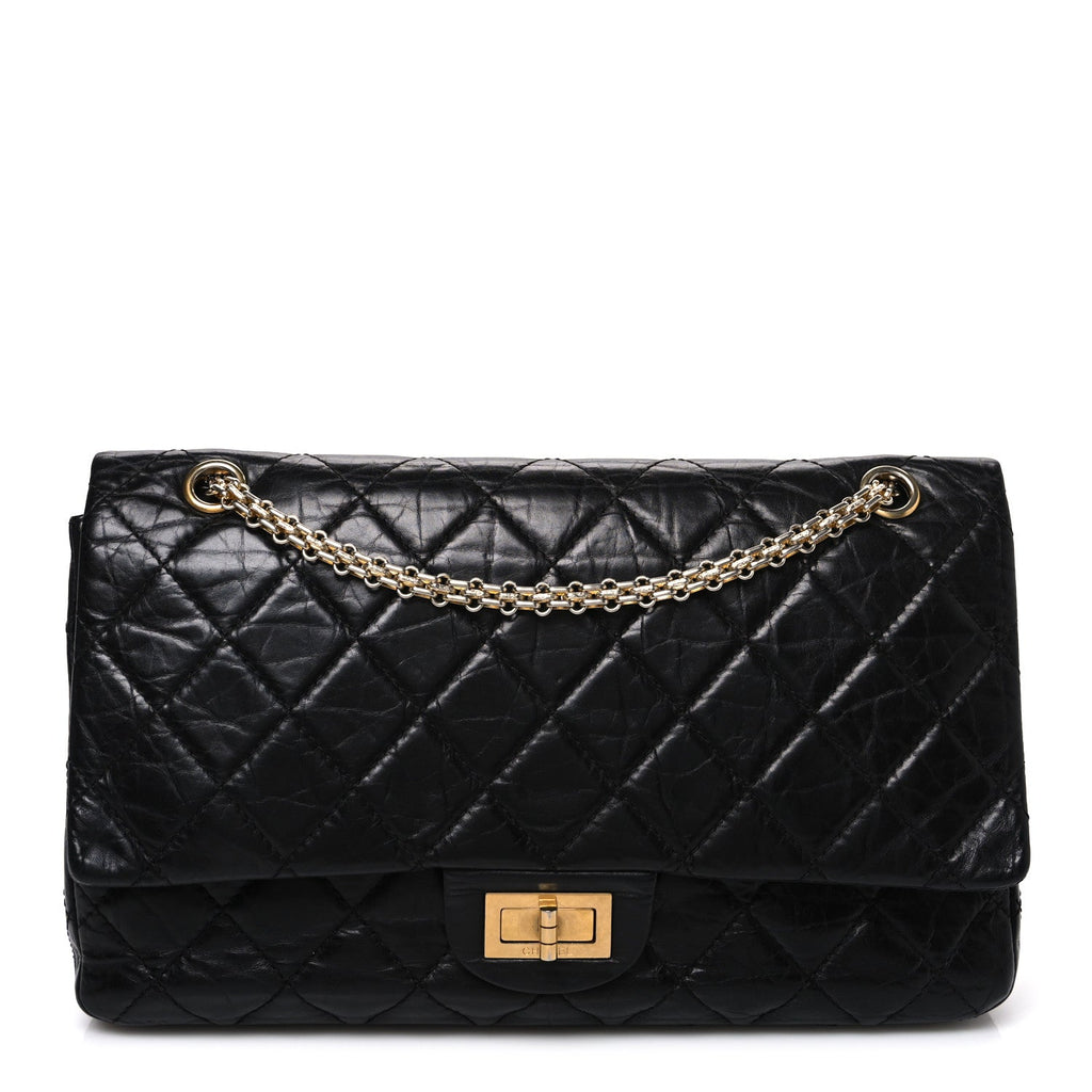 Aged Calfskin Quilted 2.55 Reissue 227 Flap Black