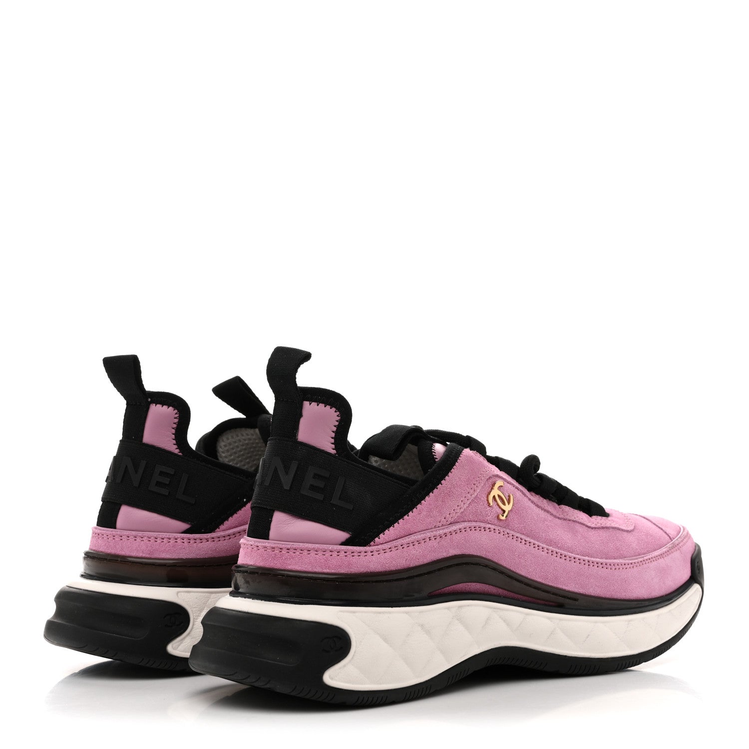 Suede Calfskin Nylon Grosgrain CC Sneakers 39 Dark Pink