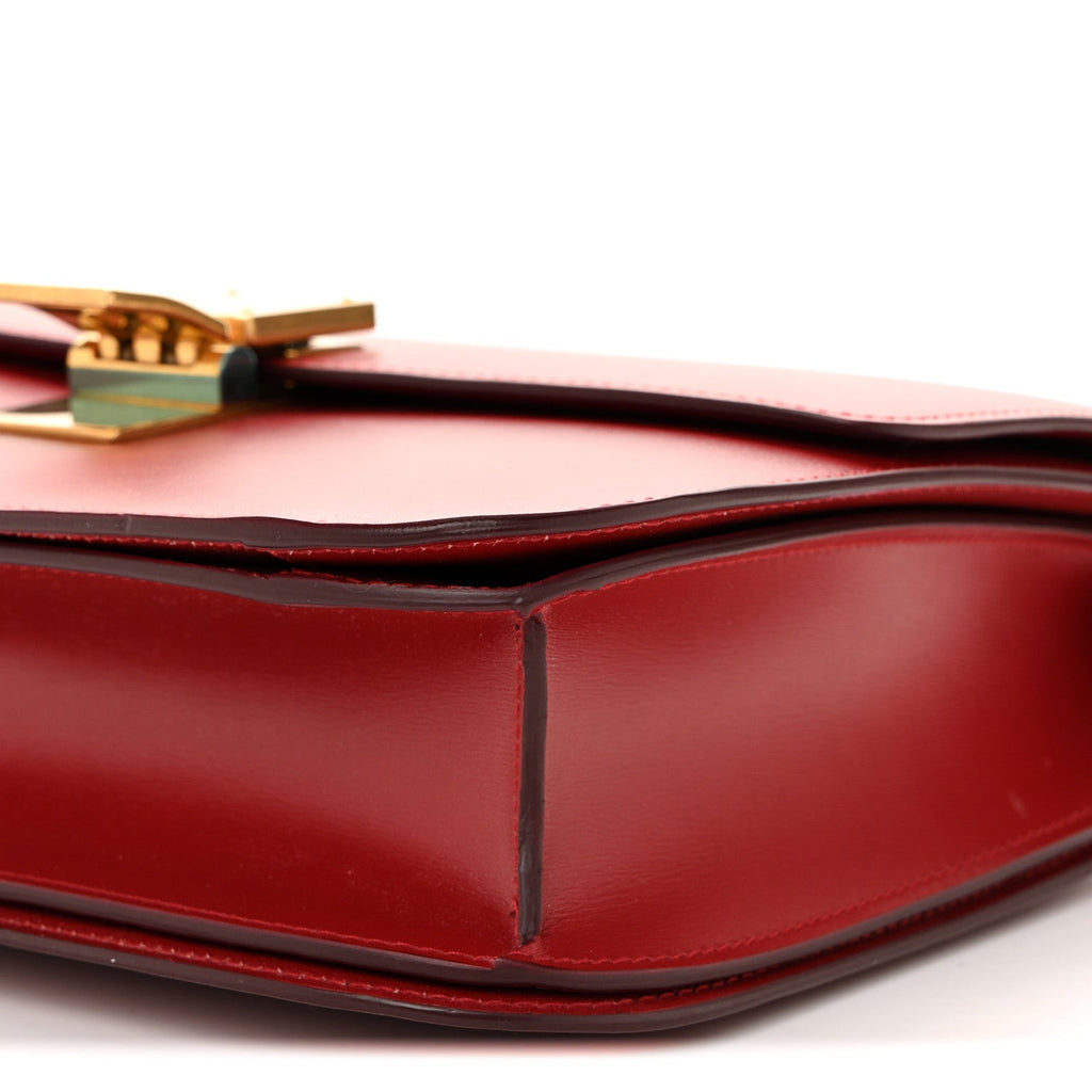 Box Calfskin Medium Classic Box Flap Bag Dark Brick