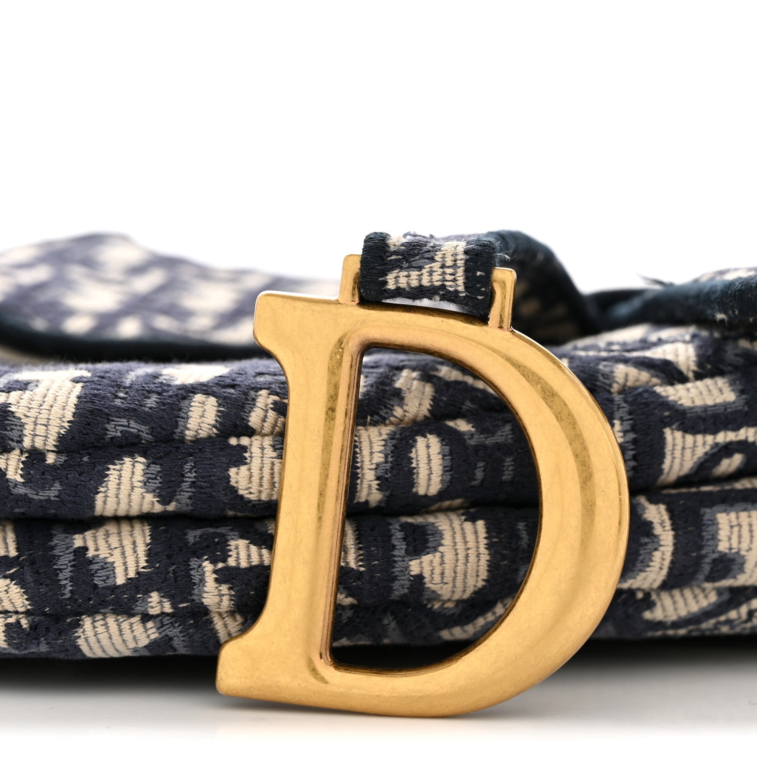 Oblique Embroidered Saddle Bag Blue
