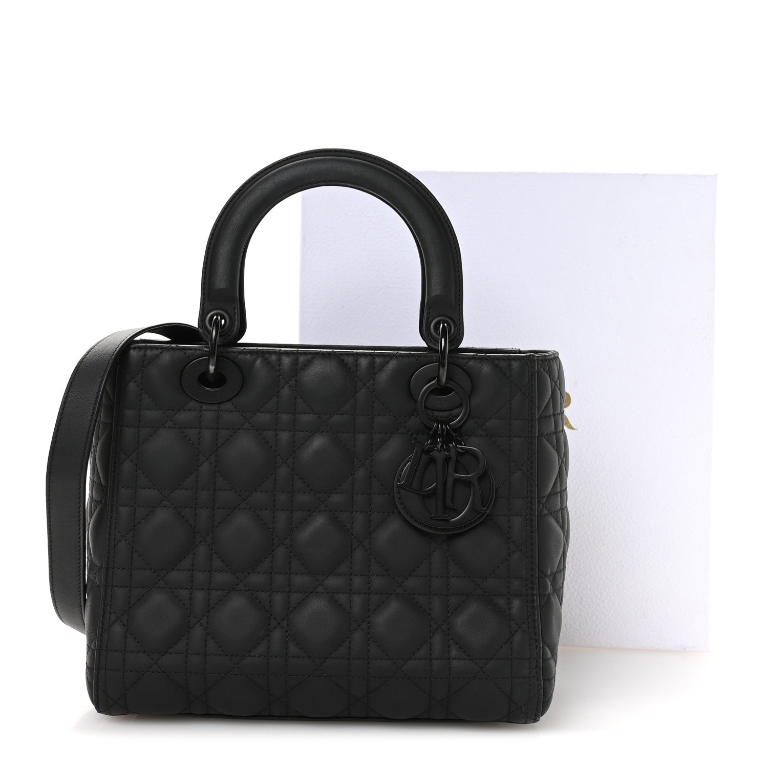 Ultra Matte Calfskin Cannage Medium Lady Dior Black