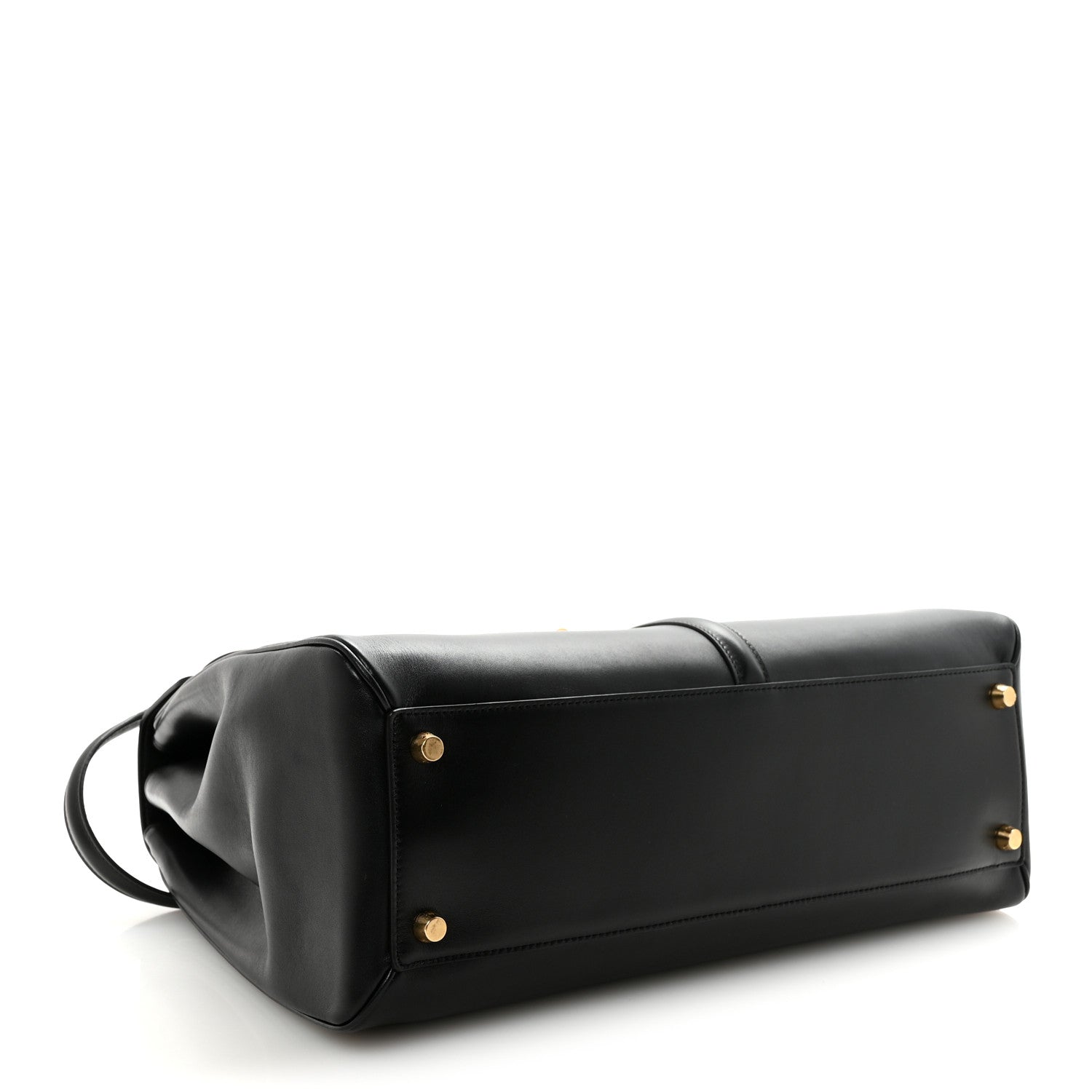 Satinated Calfskin Large 16 Top Handle Bag Black