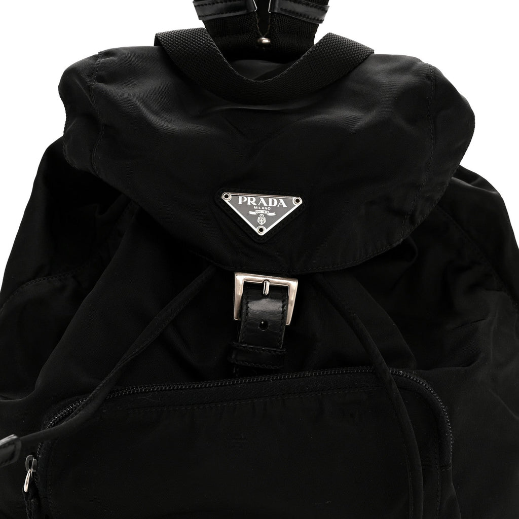Nylon Vela Single Buckle Backpack  Black