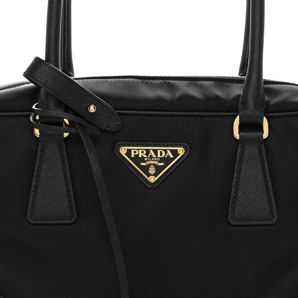 Re-Nylon Saffiano Medium Re-Edition 1978 Two Handle Bag Black