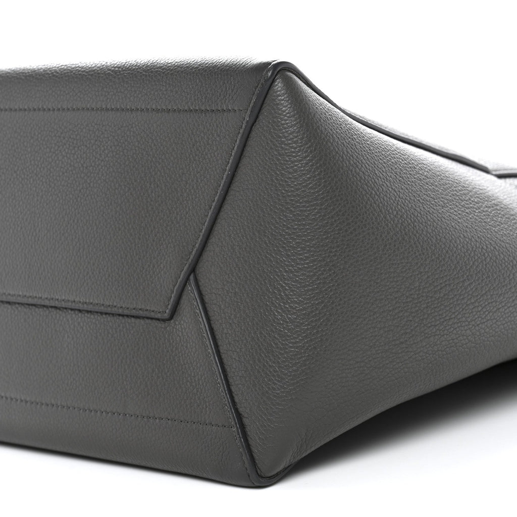 Soft Grained Calfskin Sangle Bucket Bag Grey