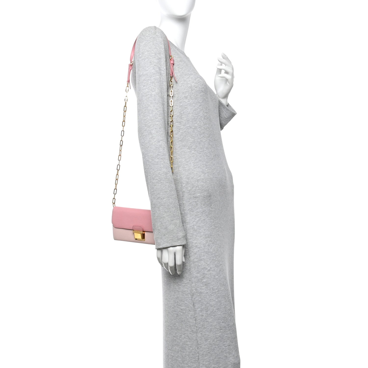 Goatskin Madras Bicolor Wallet On Chain Rosa Gemma