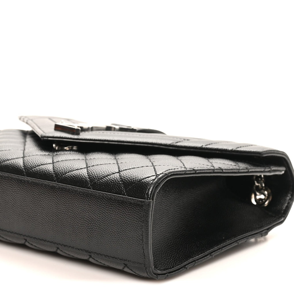 Grain De Poudre Textured Mixed Matelasse Triquilt Medium Monogram Satchel Black