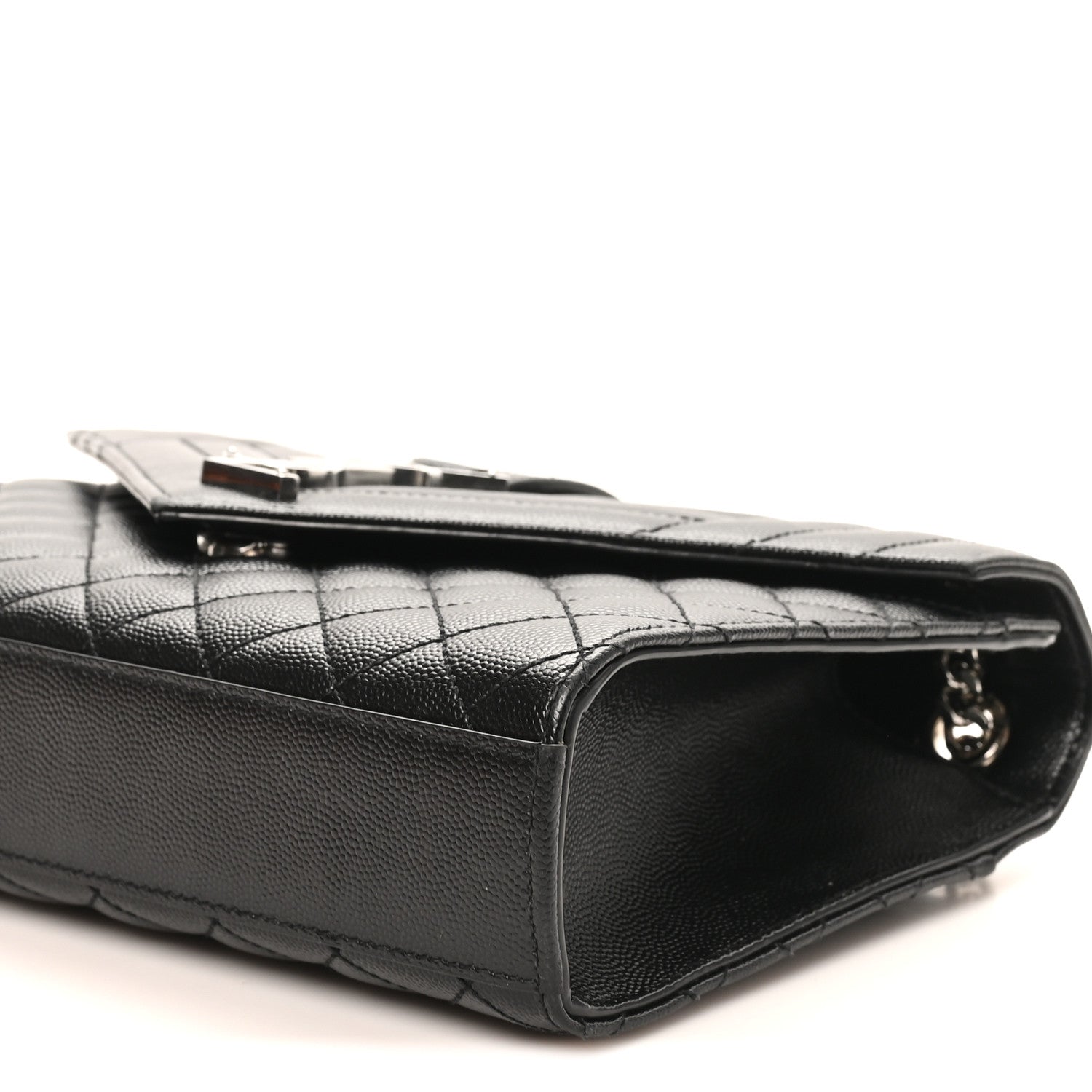 Grain De Poudre Textured Mixed Matelasse Triquilt Medium Monogram Satchel Black