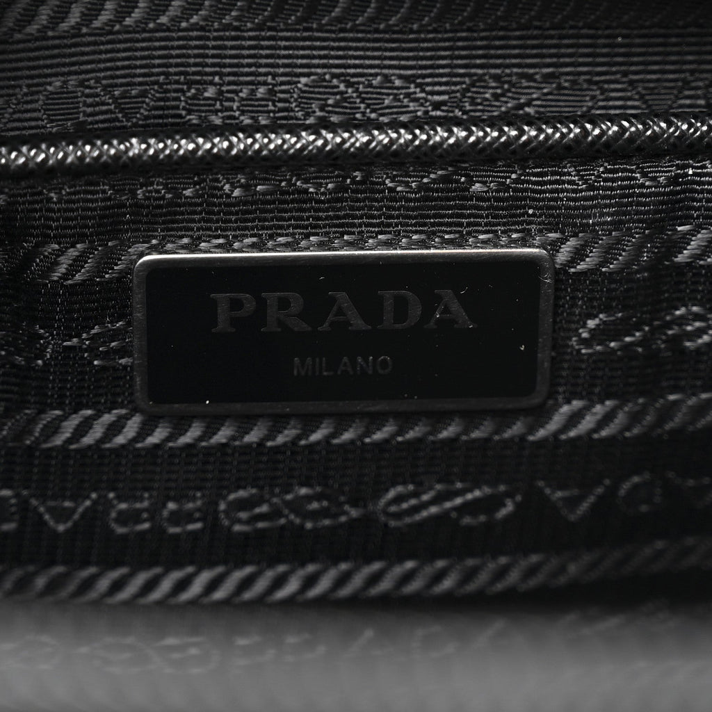 Re-Nylon Vela Saffiano Pocket Double Buckle Messenger Shoulder Bag Black
