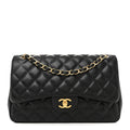 Lambskin Quilted Jumbo Double Flap Black