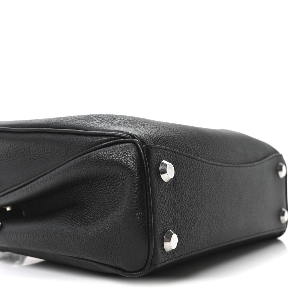 Grained Calfskin Small Rodeo Top Handle Handbag Black