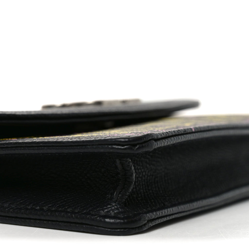 Grained Calfskin Graffiti BB Wallet On Chain Black