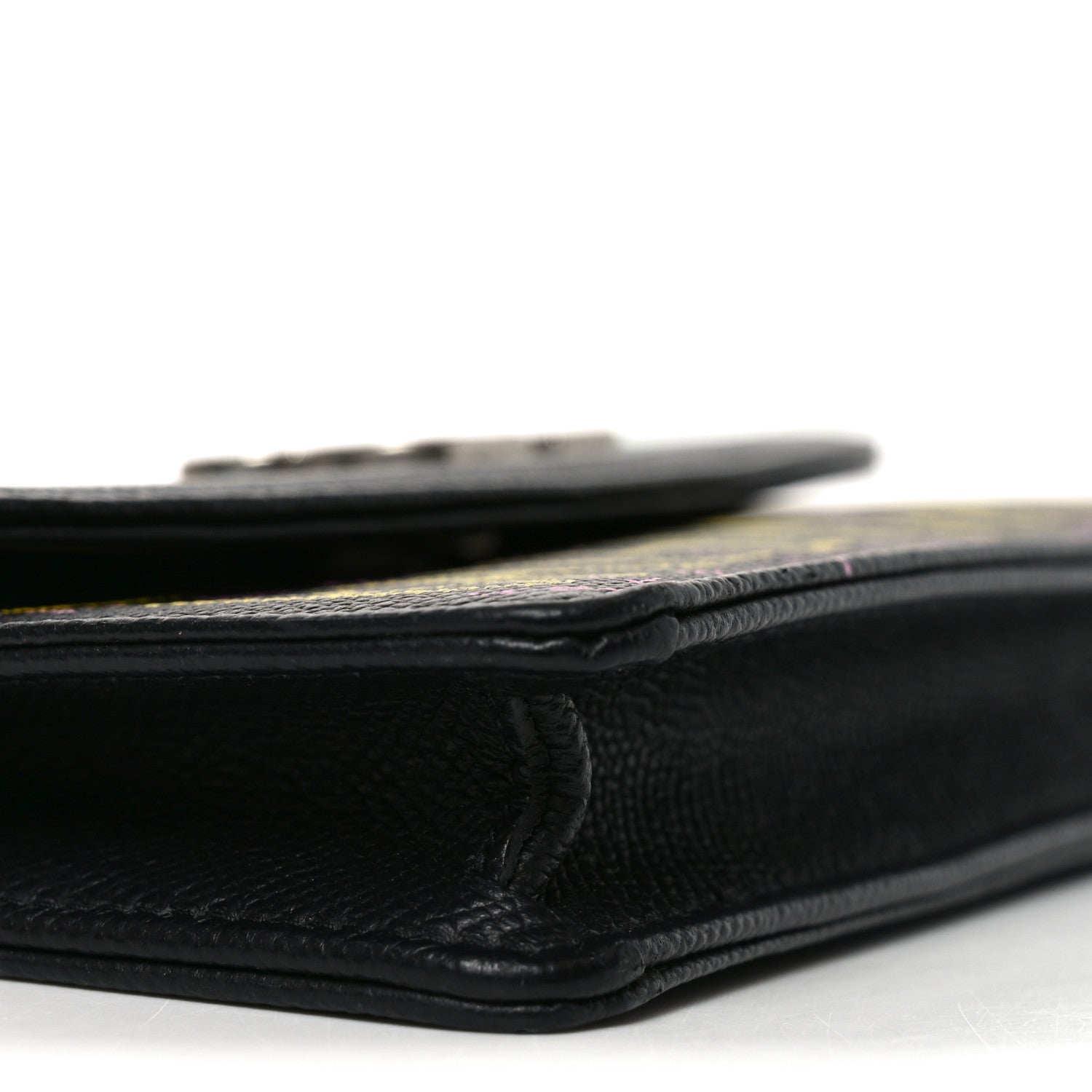Grained Calfskin Graffiti BB Wallet On Chain Black