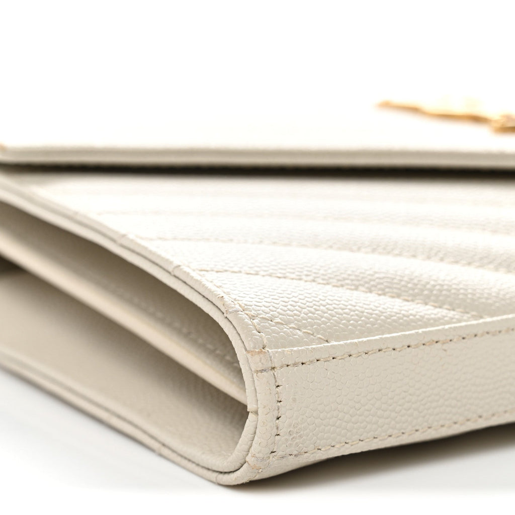 Grain De Poudre Matelasse Chevron Monogram Chain Wallet Crema Soft