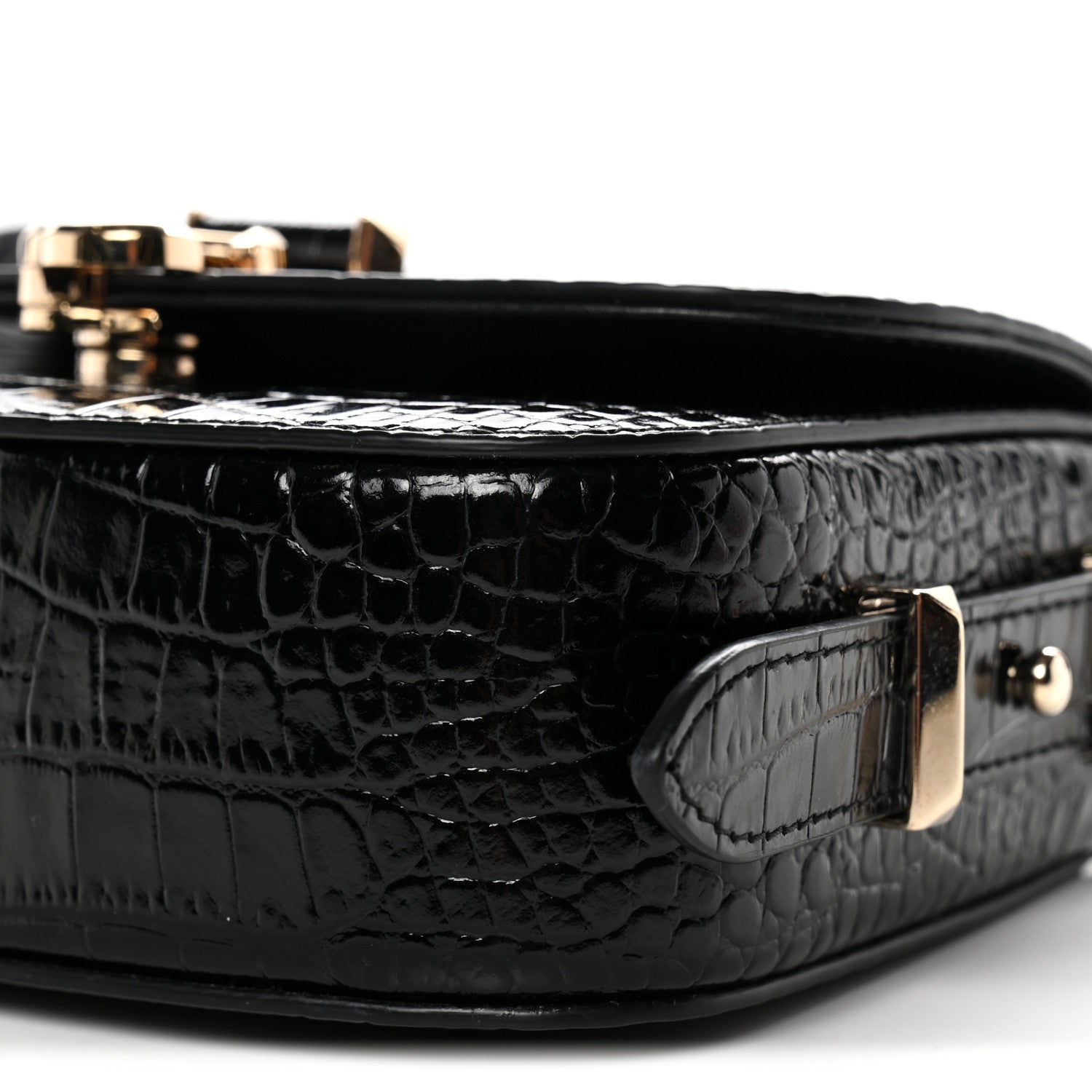 Calfskin Crocodile Embossed JCB Crossbody Bag Black