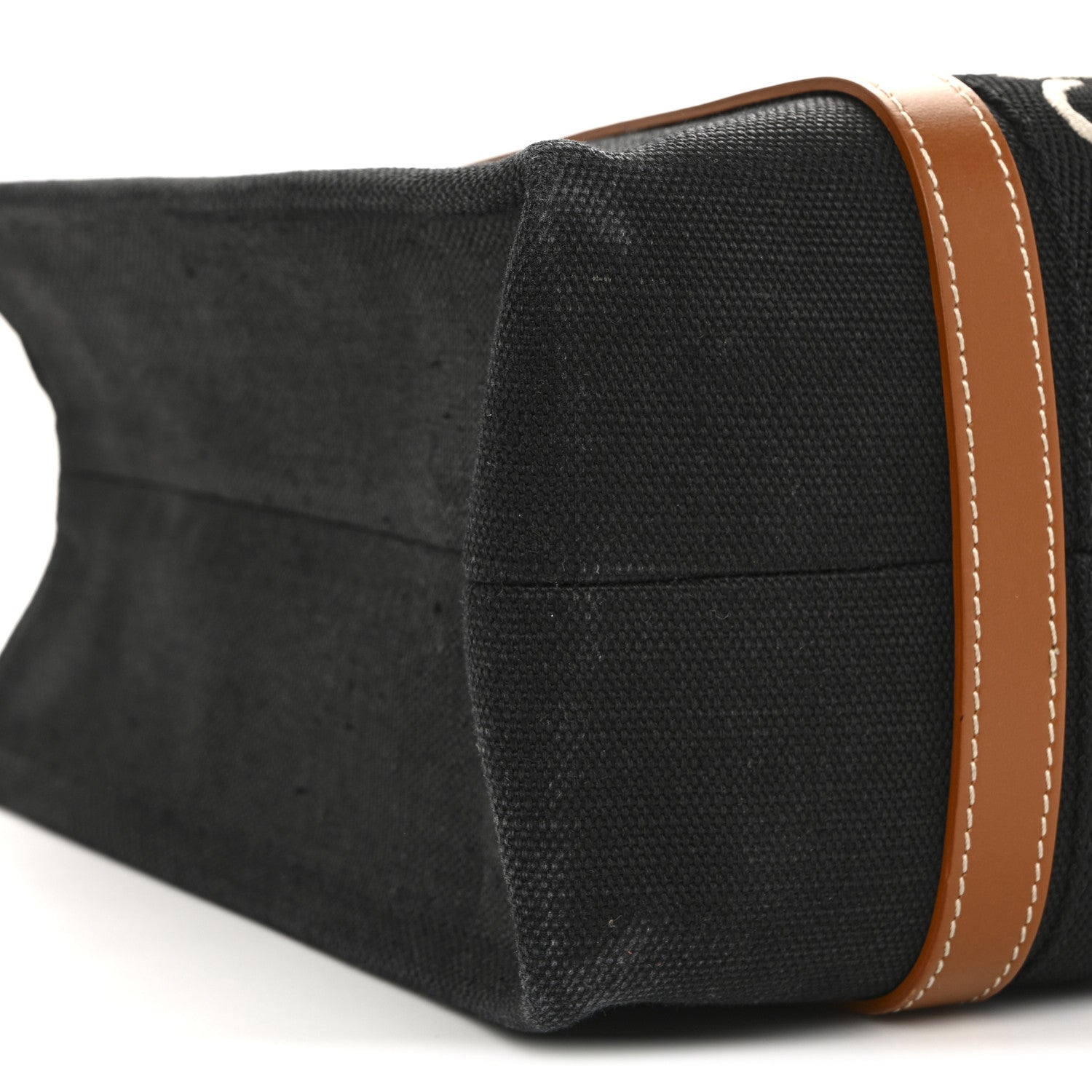 Cotton Calfskin Medium Woody Ribbon Tote Black