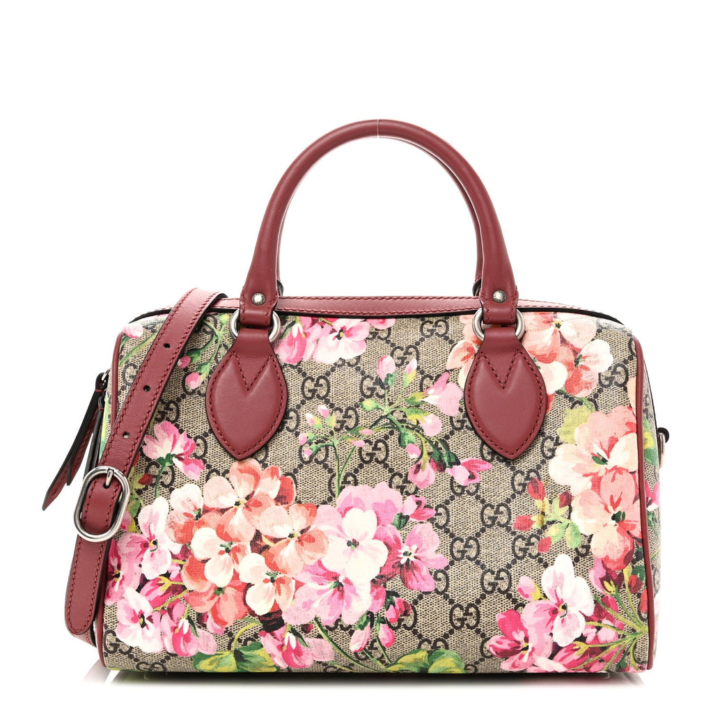 GG Supreme Monogram Blooms Small Boston Beige Multicolor Dry Rose