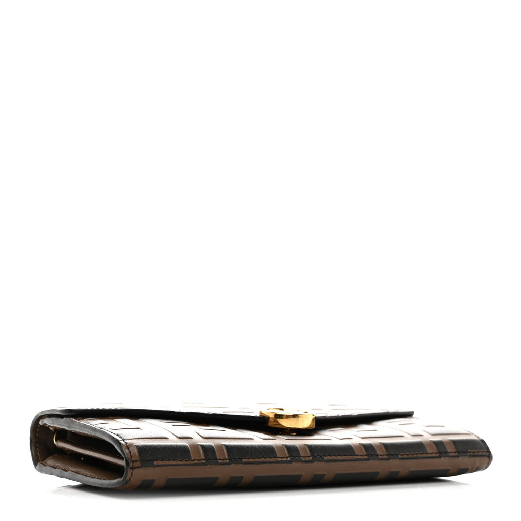 Vitello Soft F is Fendi Bi-Color FF 1974 Embossed Continental Envelope Wallet On Chain Maya Black