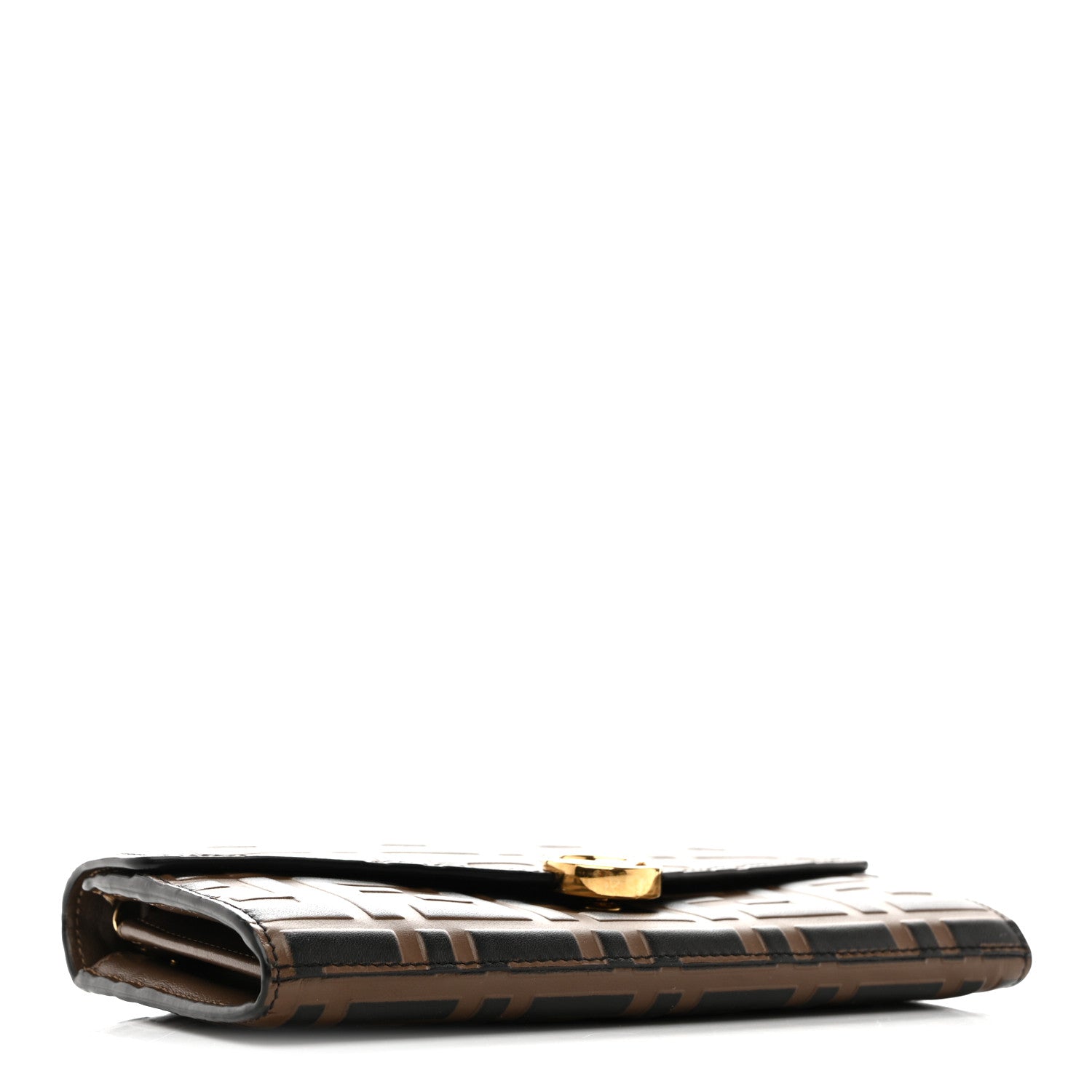Vitello Soft F is Fendi Bi-Color FF 1974 Embossed Continental Envelope Wallet On Chain Maya Black