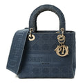 Canvas Embroidered Cannage Medium Lady D-Lite Denim Blue