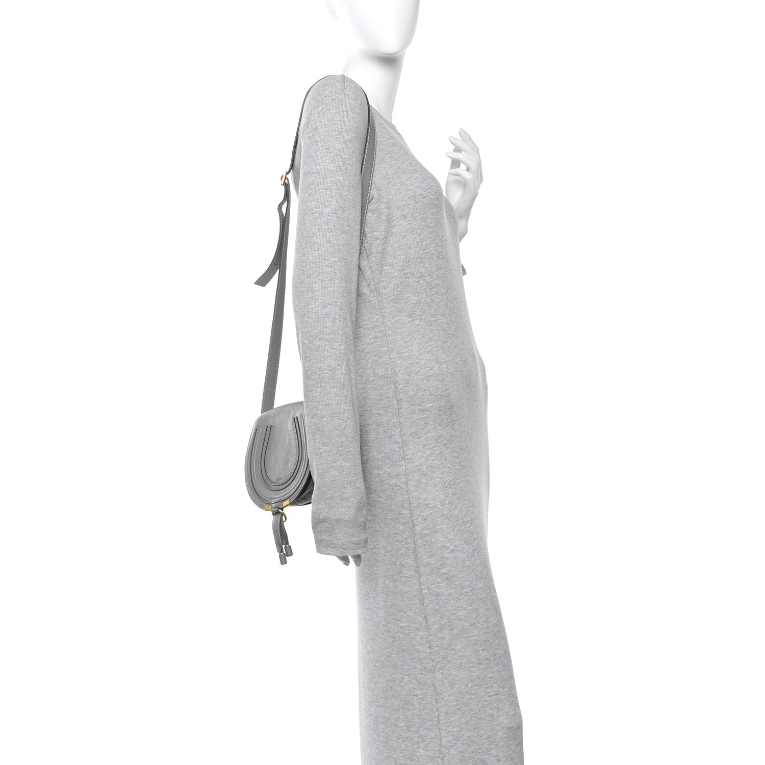 Calfskin Mini Marcie Round Crossbody Bag Cashmere Grey