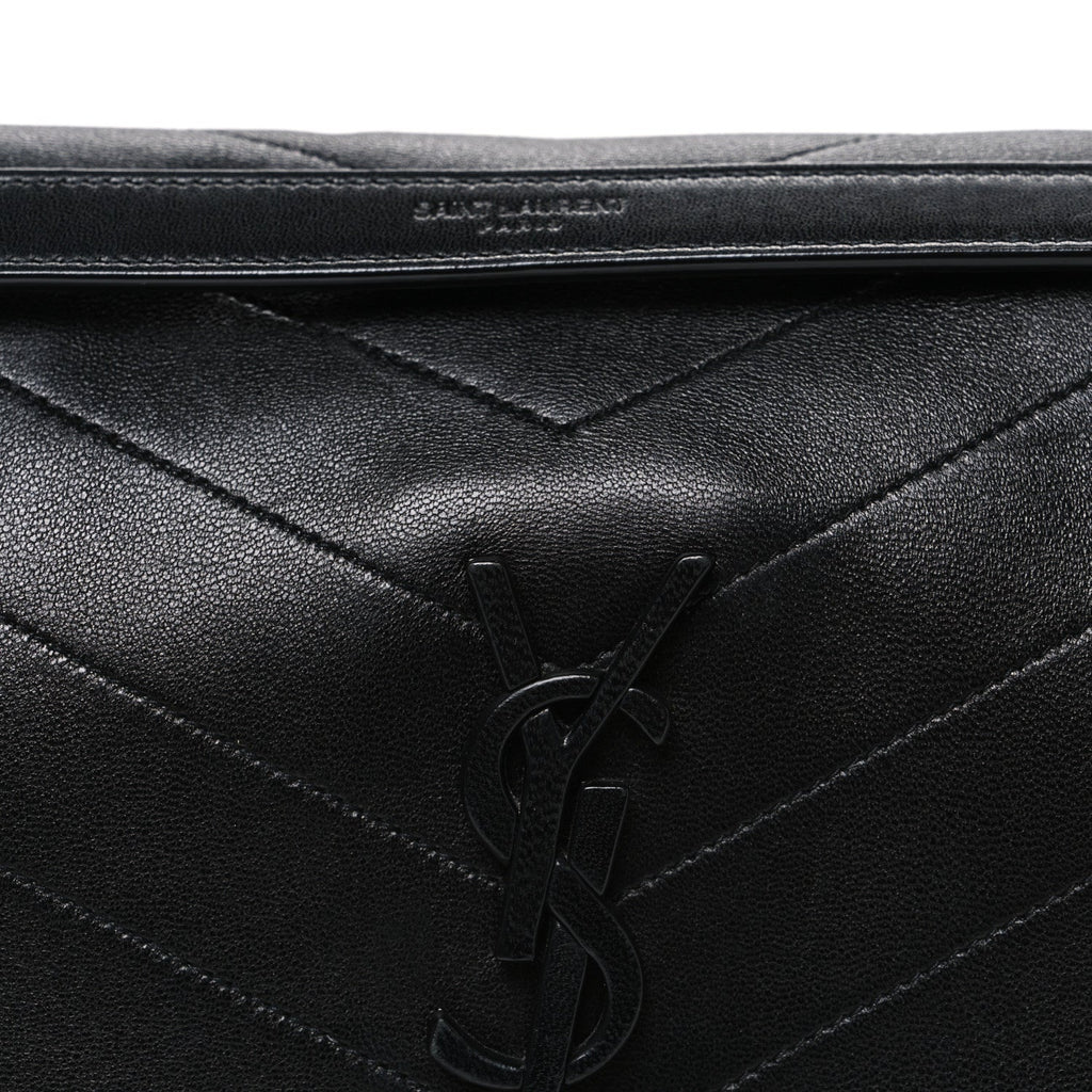 Crinkled Calfskin Matelasse Monogram Medium Niki Chain Satchel Black