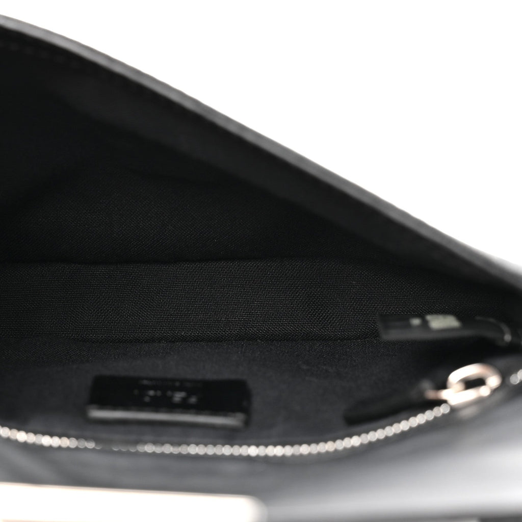 Recycled Nylon Vitello Grace Light Pequin Baguette Belt Pouch Black